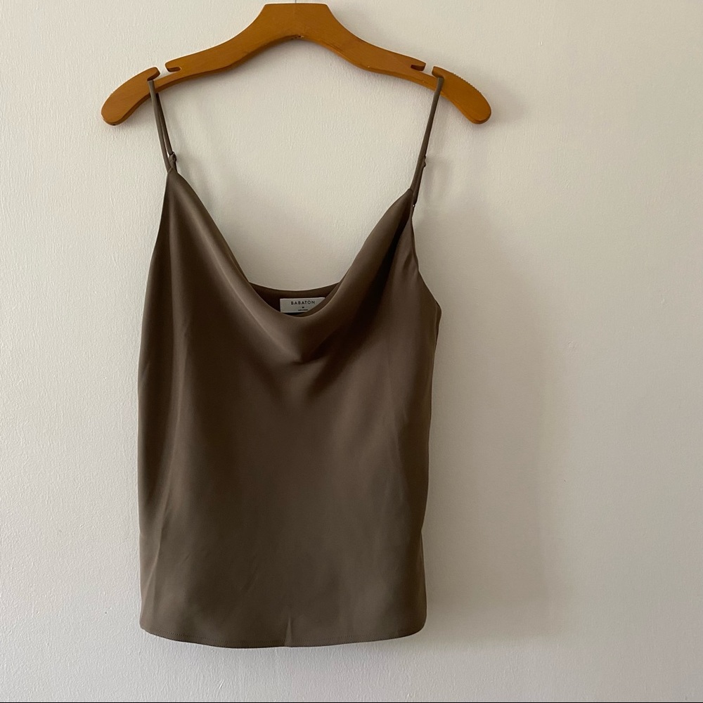 Aritzia babaton cowl neck camisole in army greenish brown